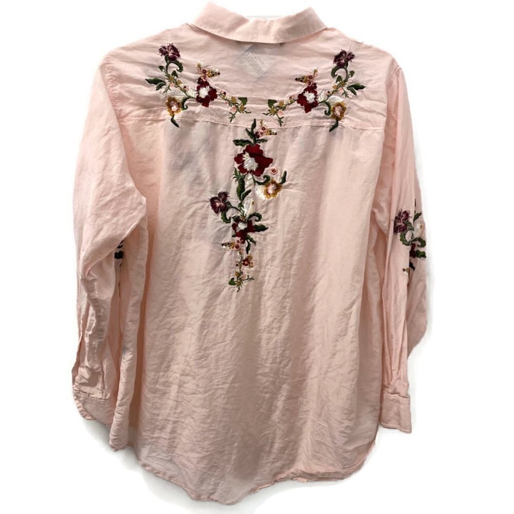 Zara Premium Pale Pink Silk Floral Blouse - Picture 2 of 4